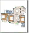 3BHK + 3 TOILETS + SERVANT 1913-1927 SQ. FT. TOWER T6/A